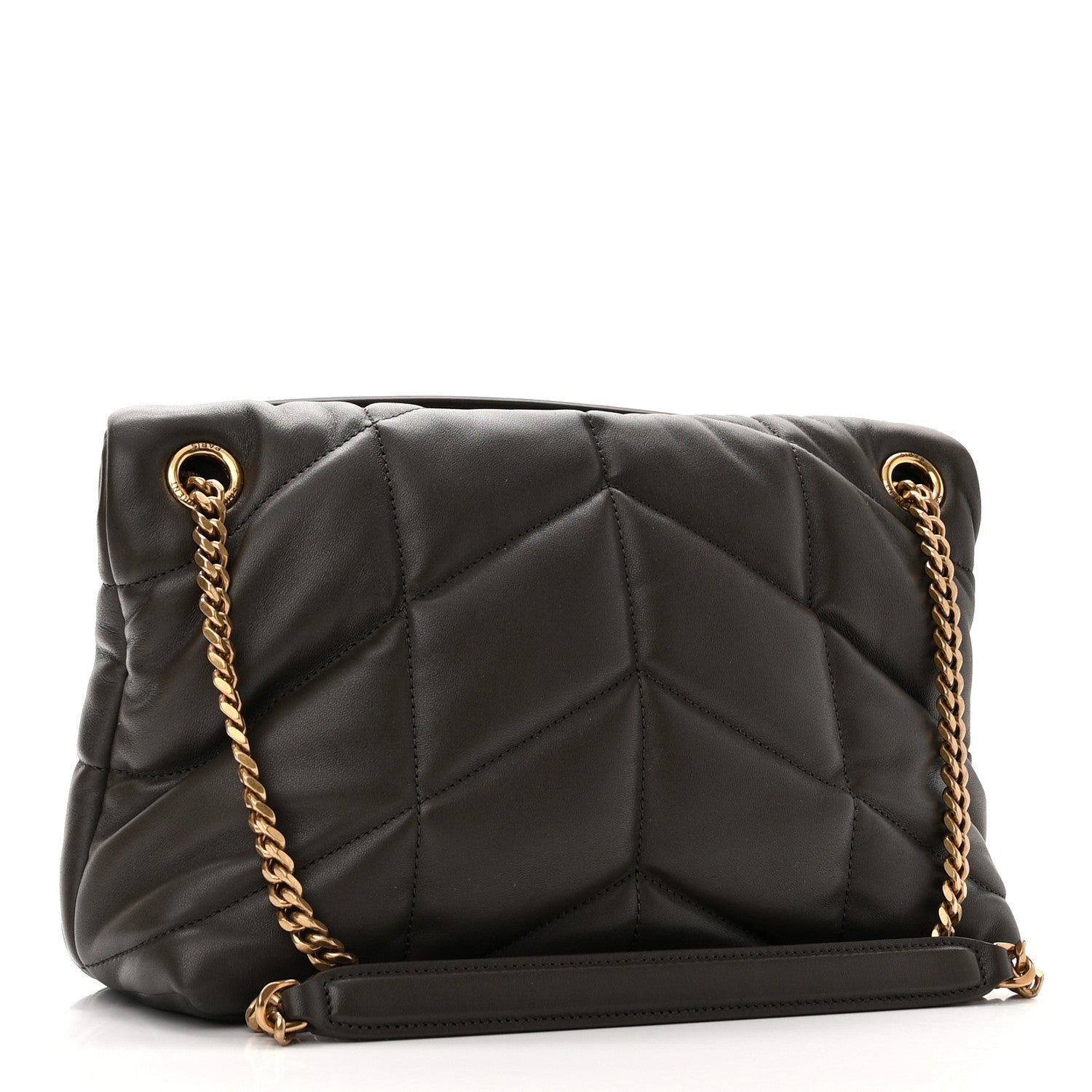 Saint Laurent Lambskin Quilted Small Loulou Puffer Monogram Chain Satchel Dark Ganache 3 of 10