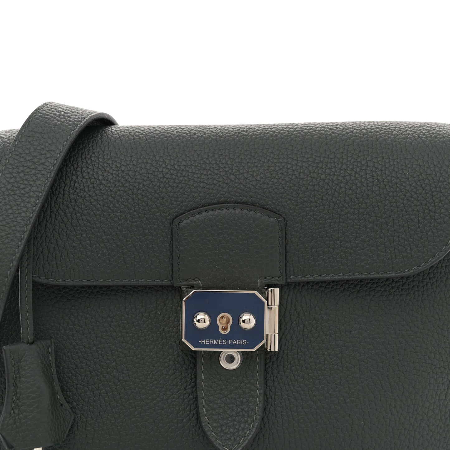 Togo Laque Sac A Depeches 21 Messenger Bag Vert Fonce Bleu Saphir