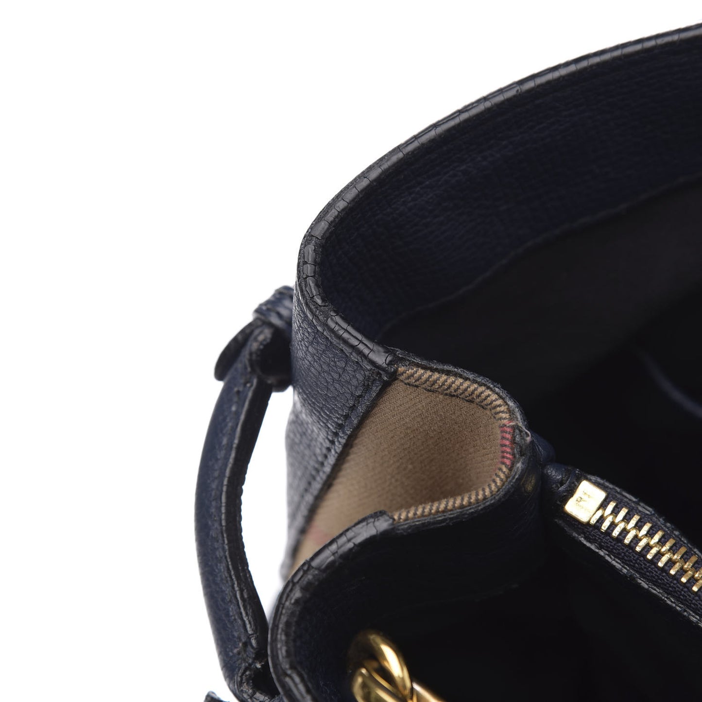 Grainy Calfskin House Check Medium Banner Tote Ink Blue