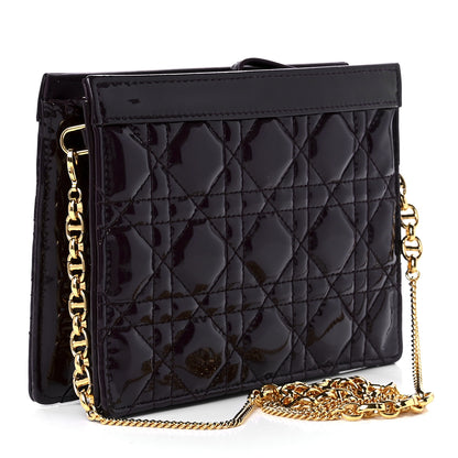 Christian Dior Patent Cannage Caro Zipped Pouch With Chain Amaranth 2 of 11