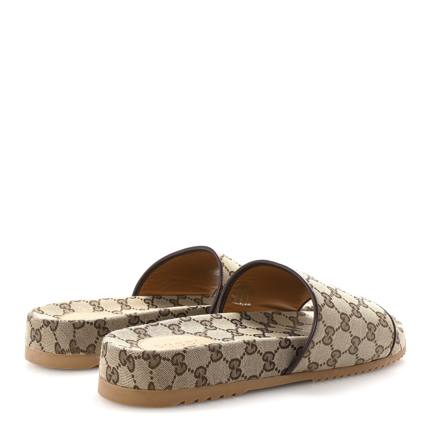 Canvas GG Monogram Mens Slide Sandals 12 Beige