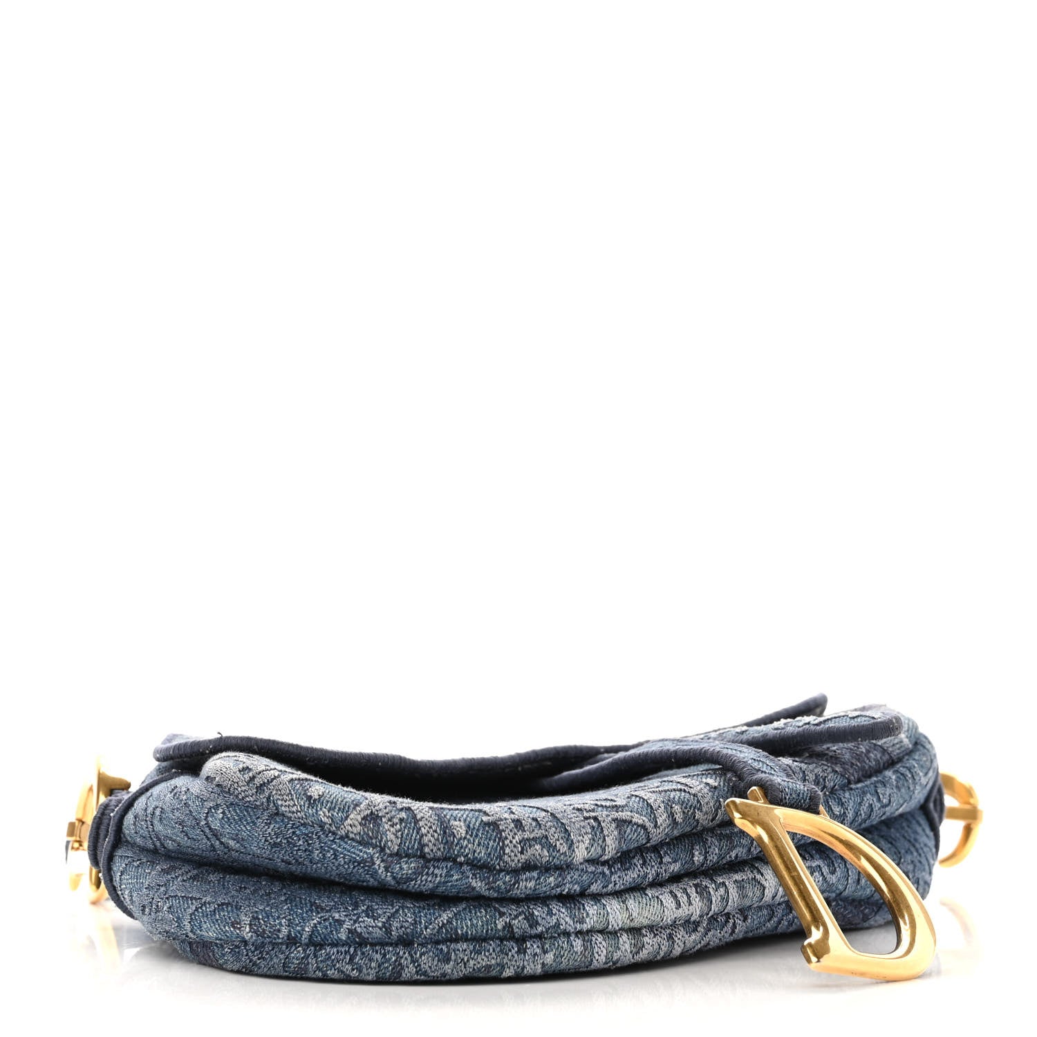 Christian Dior Oblique Embroidered Saddle Bag Denim Blue 4 of 10