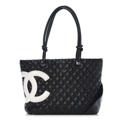 Chanel Calfskin Quilted Large Cambon Tote Black White 1 of 11