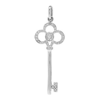 Tiffany 18K White Gold Diamond Crown Key Pendant 1 of 4