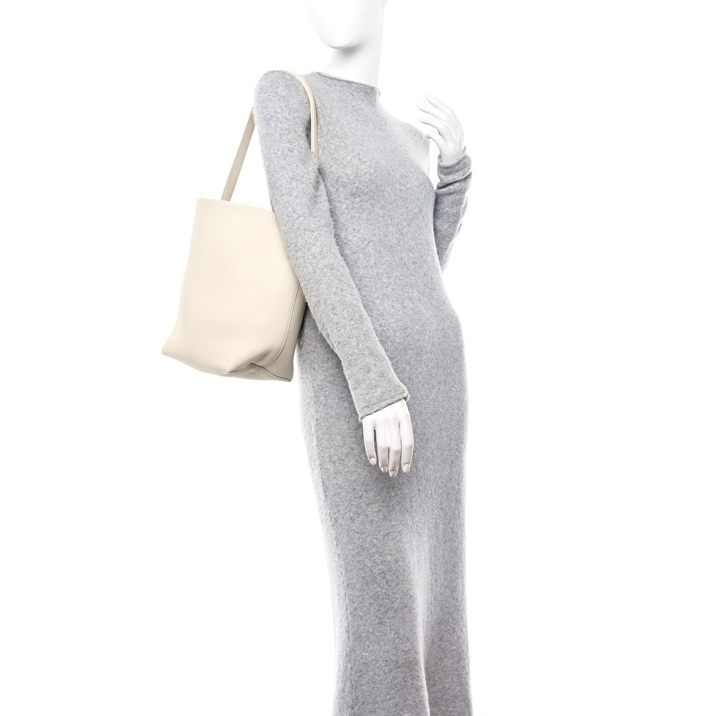 Grained Calfskin Medium N/S Park Tote Ivory