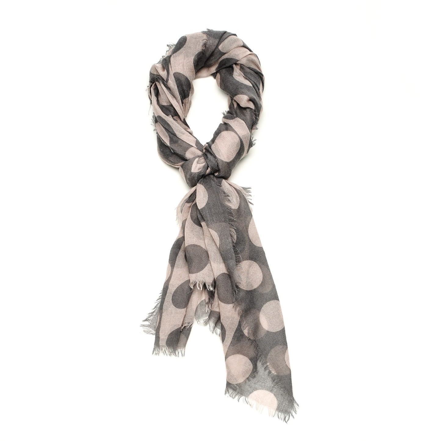 Prorsum Cashmere Silk Polka Dot Fringe Scarf Grey