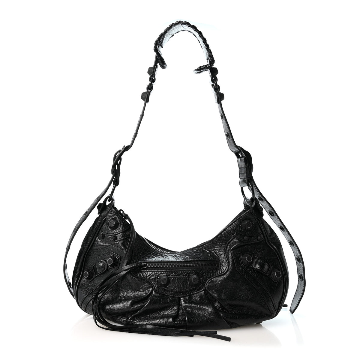 Agneau Arena Monochrome Small Le Cagole Shoulder Bag Black