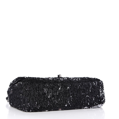 Chanel Sequin Single Flap Silver Black Silver 4 of 10