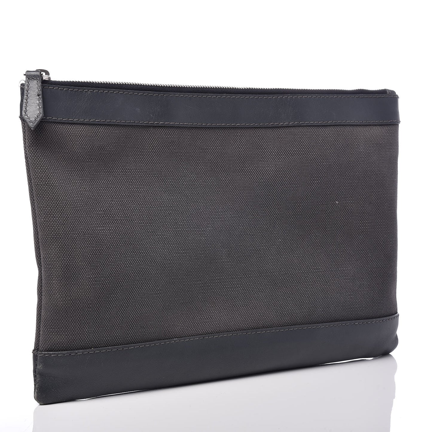 Cotton Canvas Calfskin Logo Clutch Ombre Grey Gradient