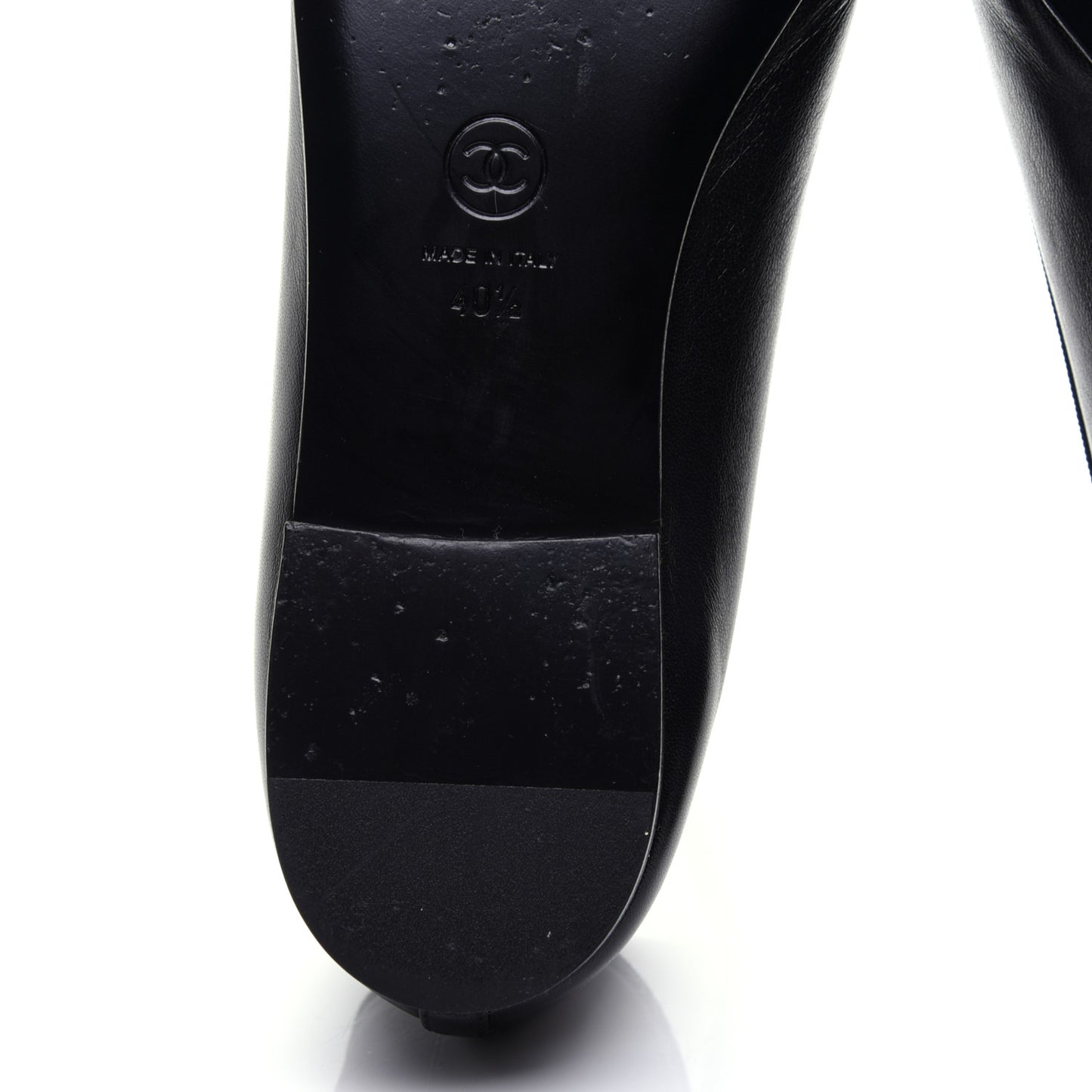 Lambskin Patent Cap Toe Ballerina Flats 40.5 Black