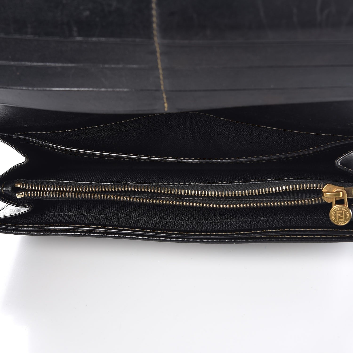 Fendi Pequin Striped Flap Wallet Tobacco 6 of 10