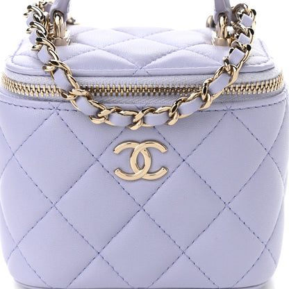 Chanel Lambskin Quilted Top Handle Mini Vanity Case With Chain Light Purple 8 of 10