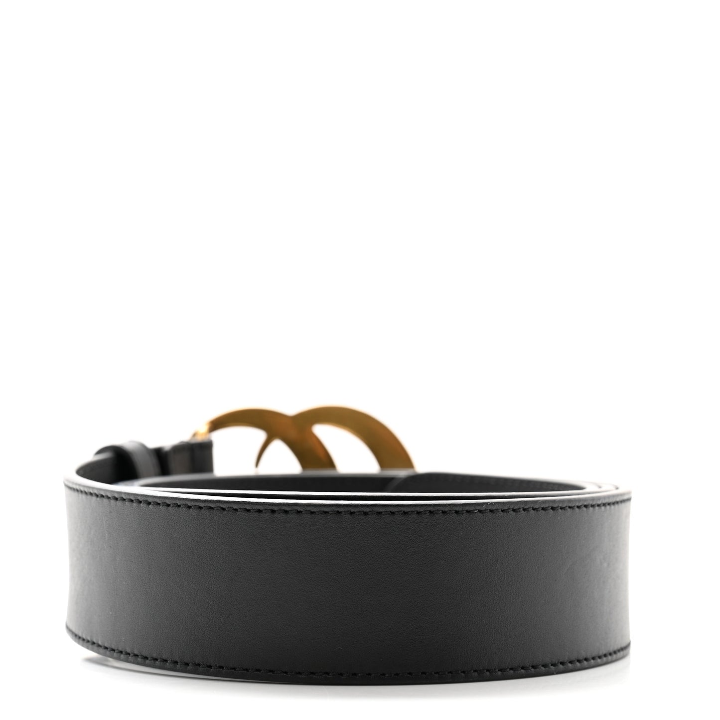 Moon Calfskin Pearl Double G 40mm Belt 105 42 Black Cream