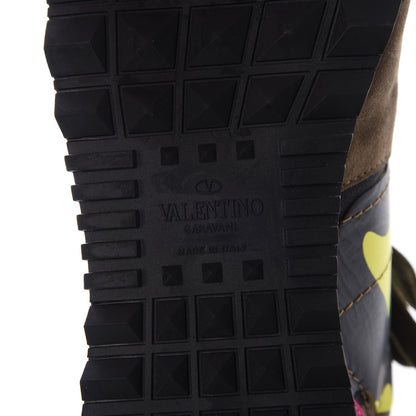 Valentino Garavani Nappa Suede Camouflage Womens Rockrunner Sneakers 39 Military Green 6 of 9