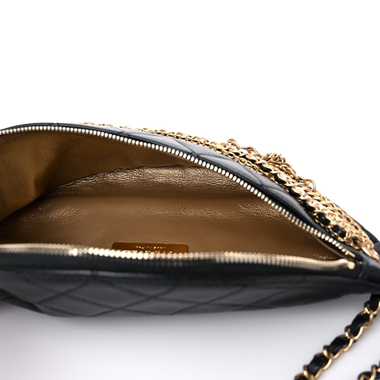 Chanel Lambskin Quilted All About Chains Waist Belt Bag Black 5 of 14