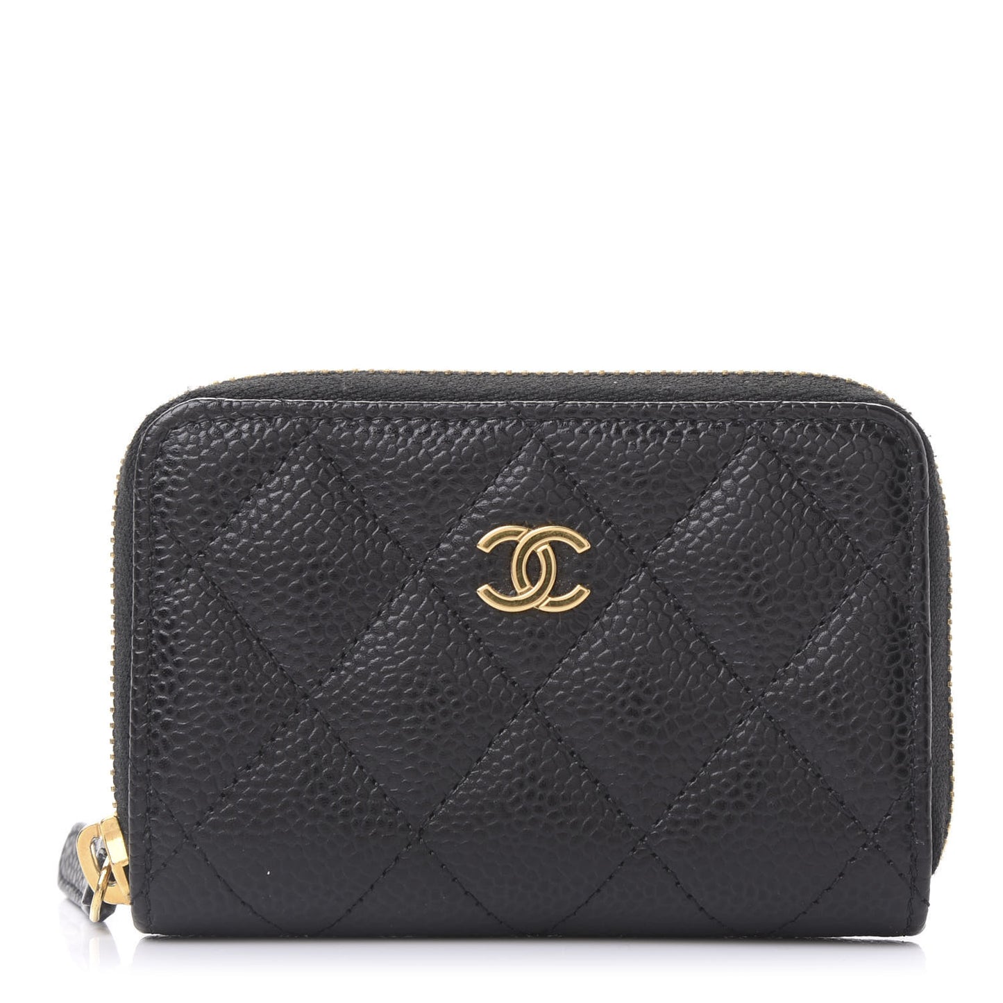 Caviar Quilted Zip Coin Purse Black