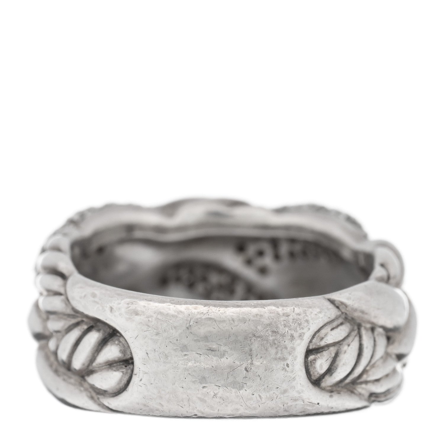David Yurman Sterling Silver Diamond Wide Woven Cable Ring 56 7.75 3 of 4