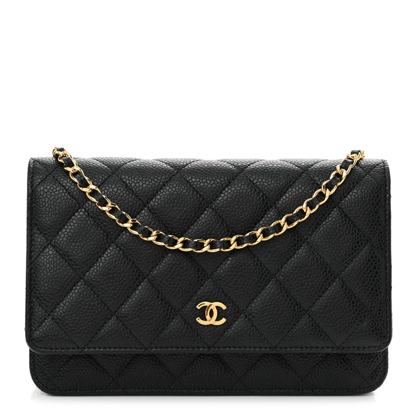 Caviar Quilted Wallet on Chain WOC Black