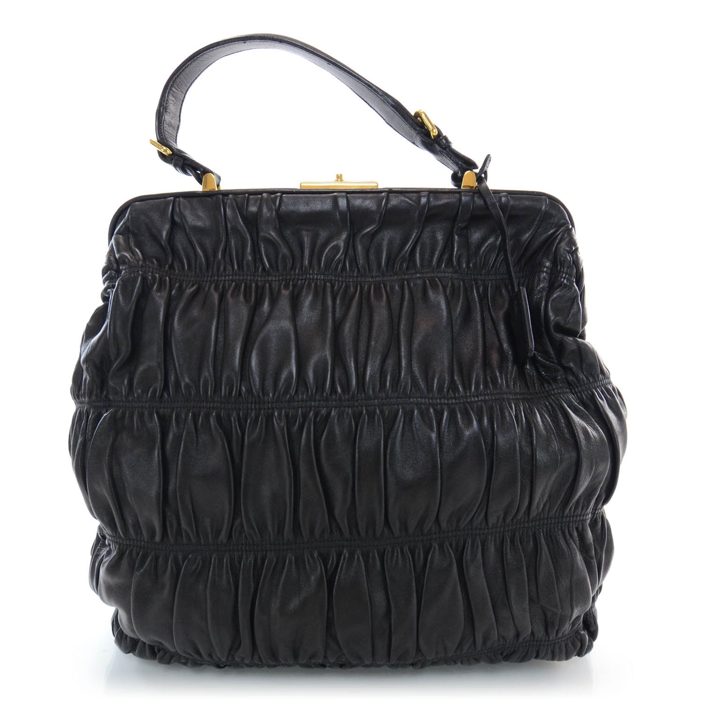 Nappa Leather Gaufre Framed Bag Nero Black
