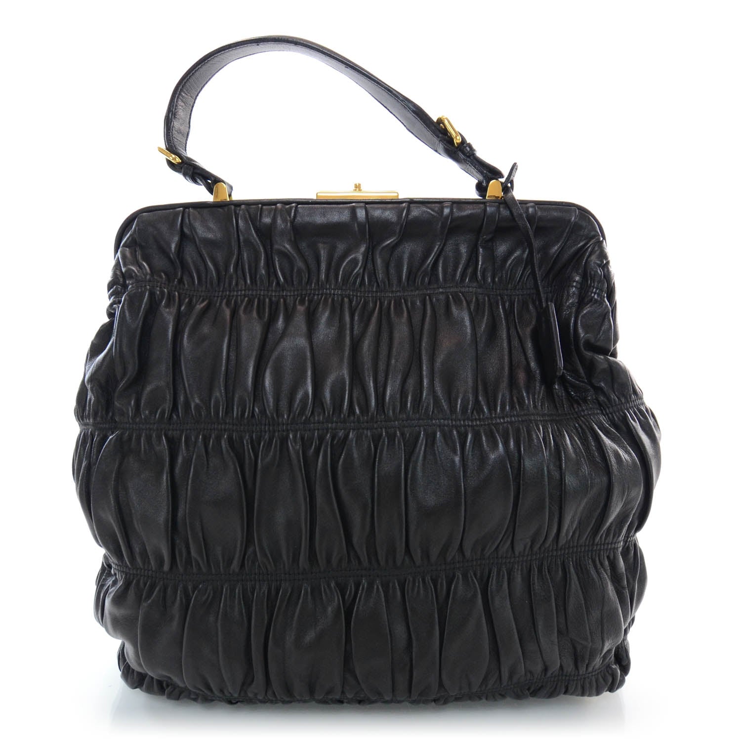 Prada Nappa Leather Gaufre Framed Bag Nero Black 3 of 8