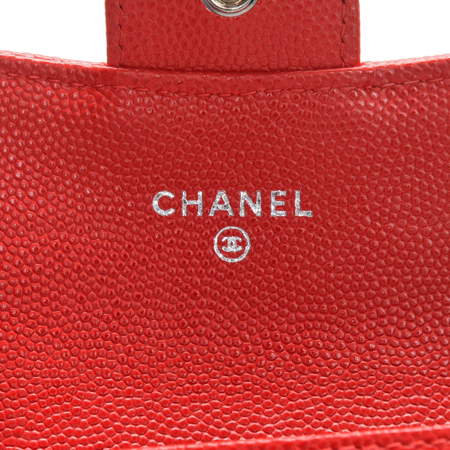 Caviar Chevron Quilted Card Holder Wallet Red