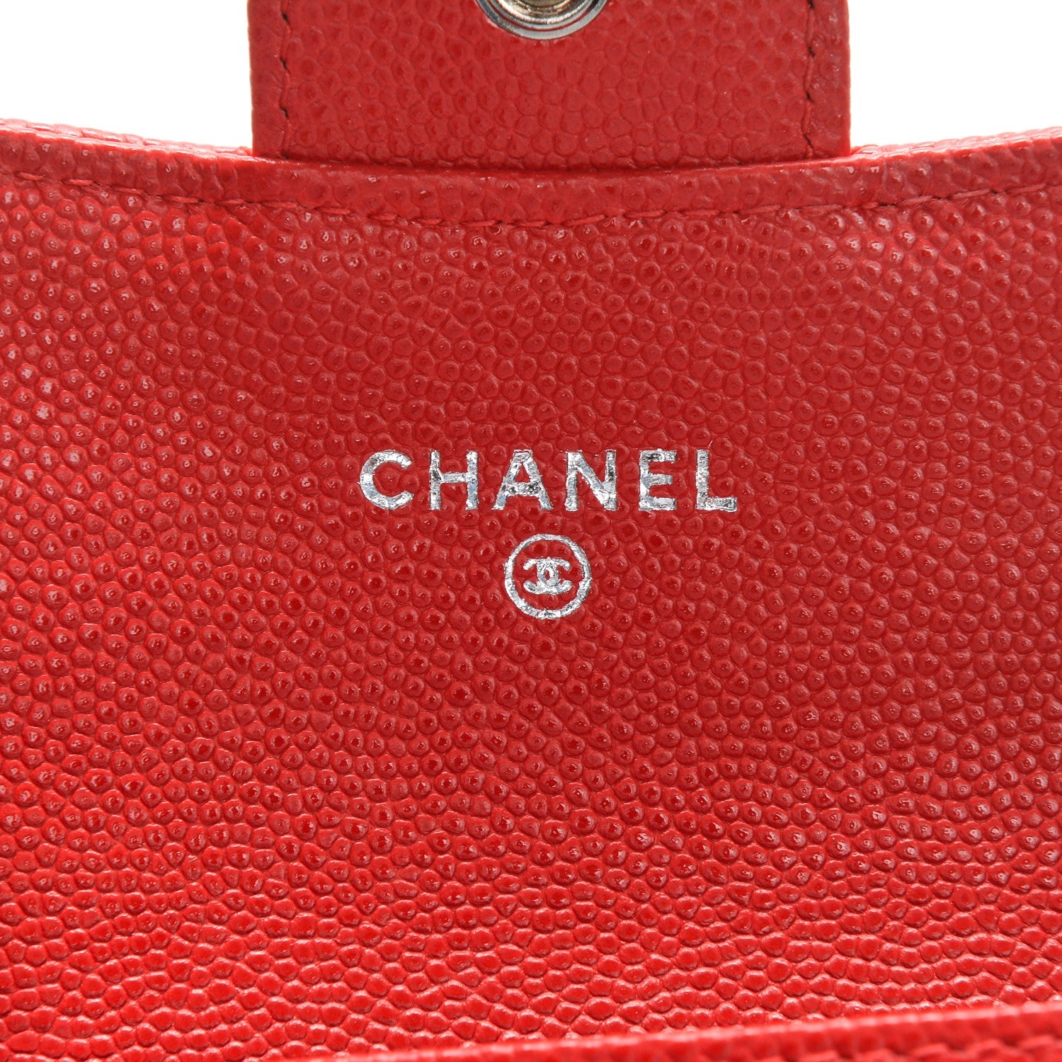 Chanel Caviar Chevron Quilted Card Holder Wallet Red 6 of 8