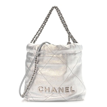 Chanel Metallic Lambskin Quilted Mini Chanel 22 Silvery 1 of 10
