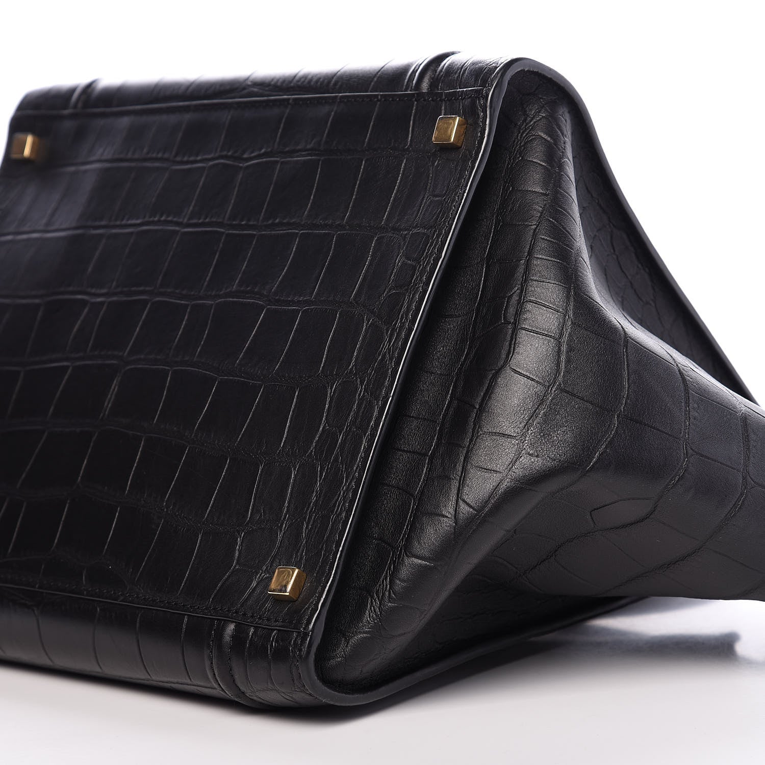 Celine Crocodile Embossed Calfskin Medium Phantom Luggage Black 7 of 9