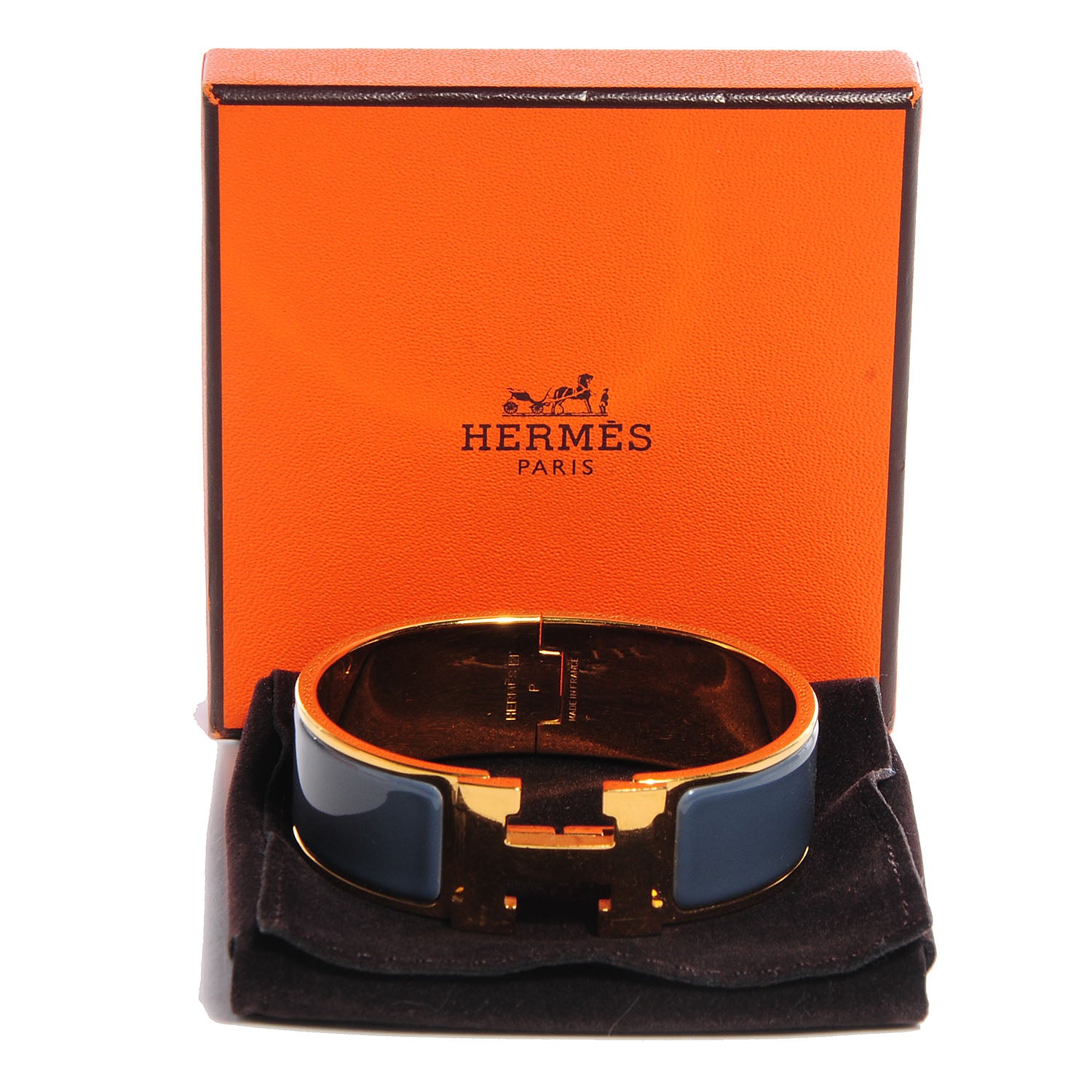 Hermes Enamel Wide Clic Clac H Bracelet GM Slate 5 of 5