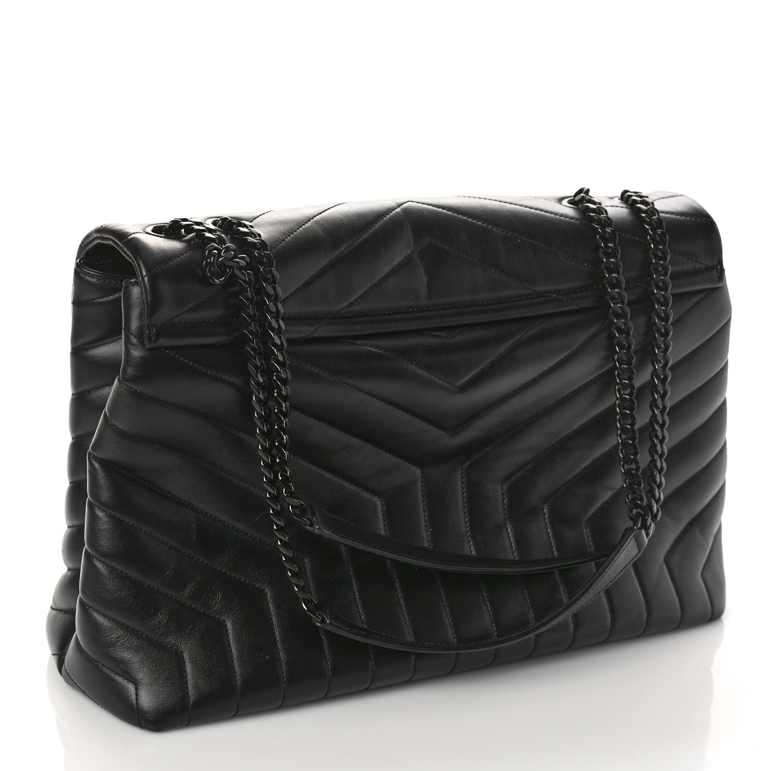 Saint Laurent Calfskin Y Quilted Monogram Large Loulou Chain Satchel Black 3 of 12