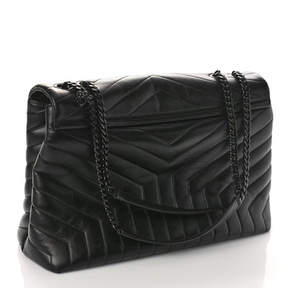 Saint Laurent Calfskin Y Quilted Monogram Large Loulou Chain Satchel Black 3 of 12