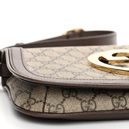 Gucci GG Supreme Monogram Textured Dollar Calfskin Blondie Chain Shoulder Flap Bag Beige Ebony New Acero 8 of 9