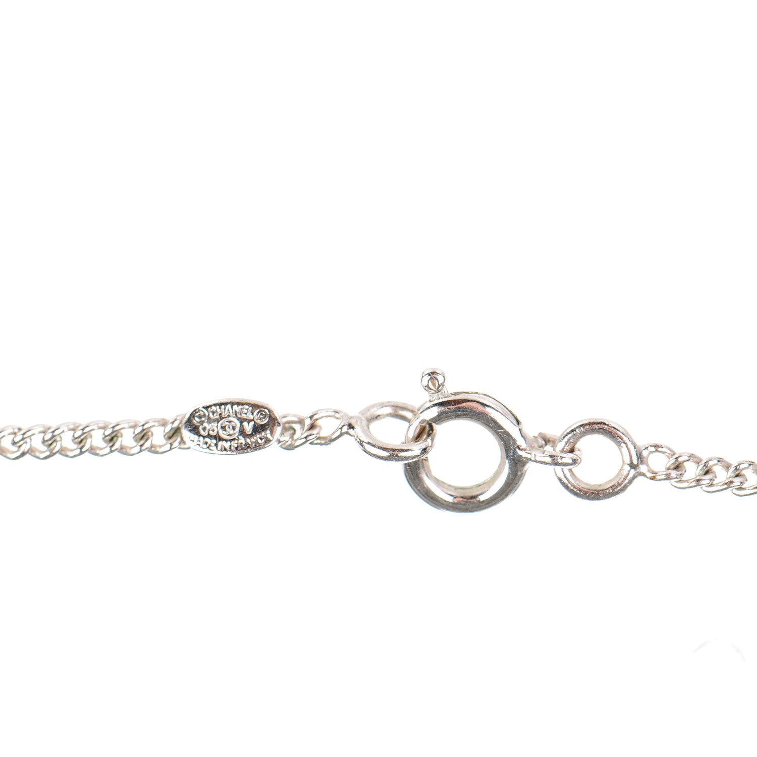 Chanel Crystal Timeless CC Necklace Silver 4 of 5