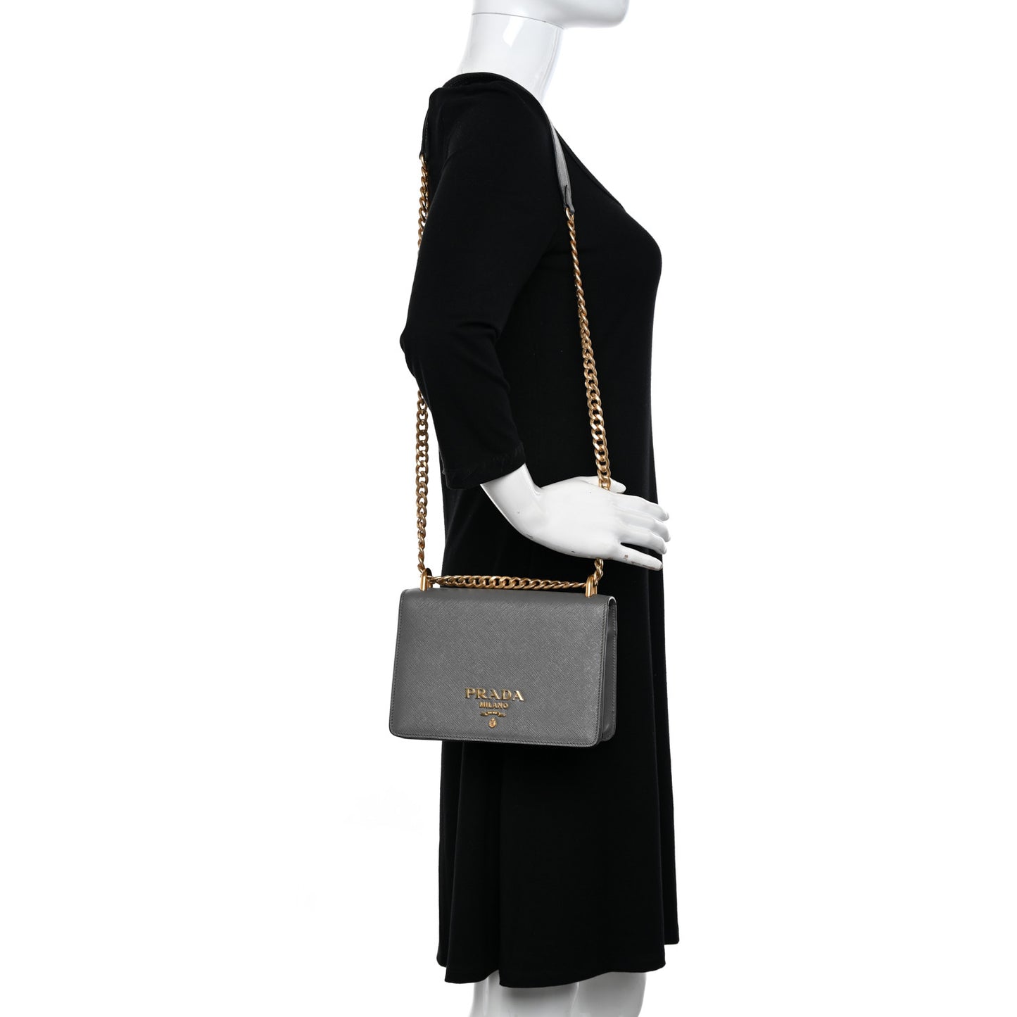 Saffiano Chain Shoulder Bag Marmo