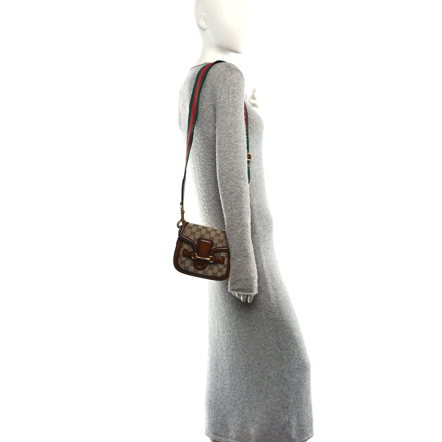 Gucci Monogram Small Lady Web Shoulder Bag Beige Cuir 2 of 11