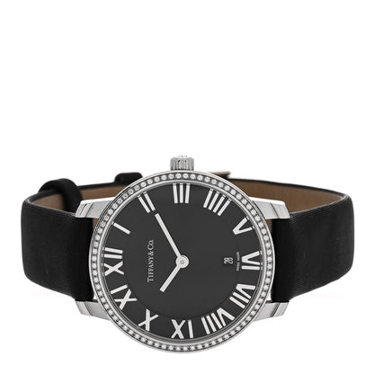 Tiffany Stainless Steel Satin Diamond Bezel 31mm Atlas 2-Hand Quartz Watch Black 2 of 5
