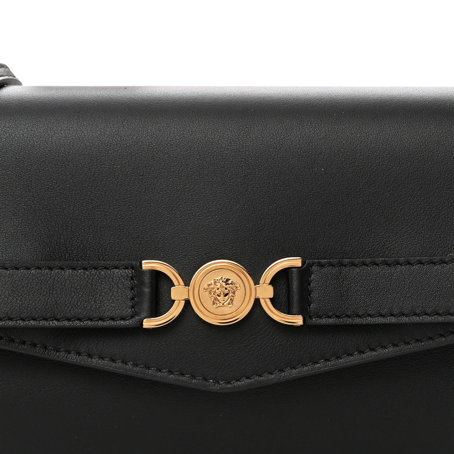 Lambskin Medusa Wallet On Strap Black
