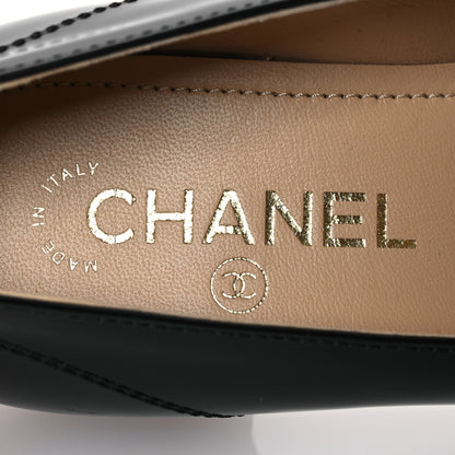 Chanel Shiny Calfskin Logo Loafers 37 Black 8 of 12