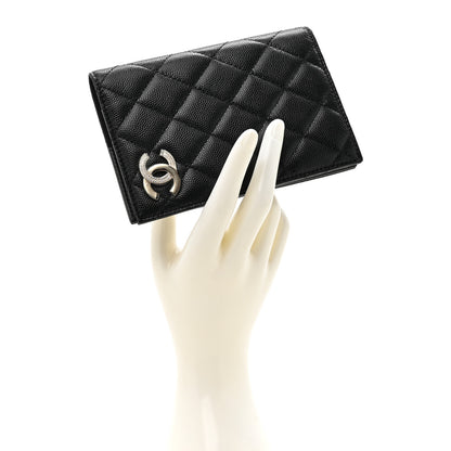 Chanel Caviar Quilted Crystal CC Passport Holder Black 2 of 8
