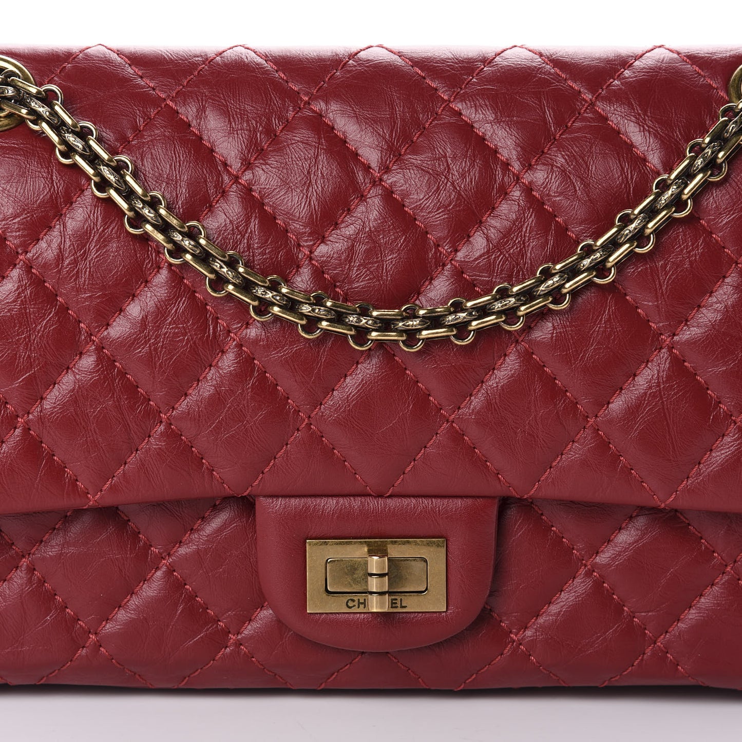 Aged Calfskin Quilted 2.55 Reissue 225 Flap Red