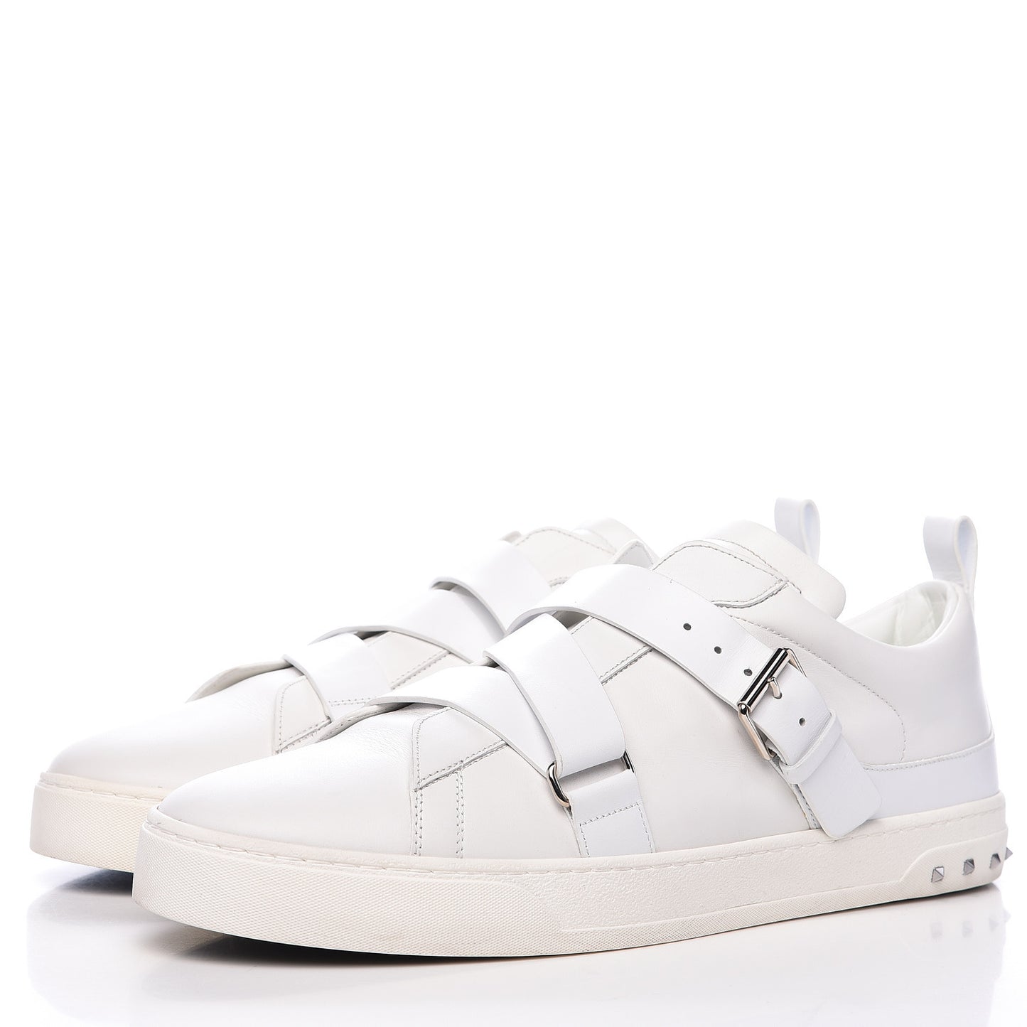 Calfskin Mens V Punk Low Top Sneakers 47 White