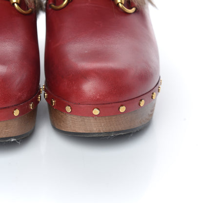 Gucci Calfskin Fur Horsebit Amstel Slingback Clogs 40 Rosso Naturale 12 of 13
