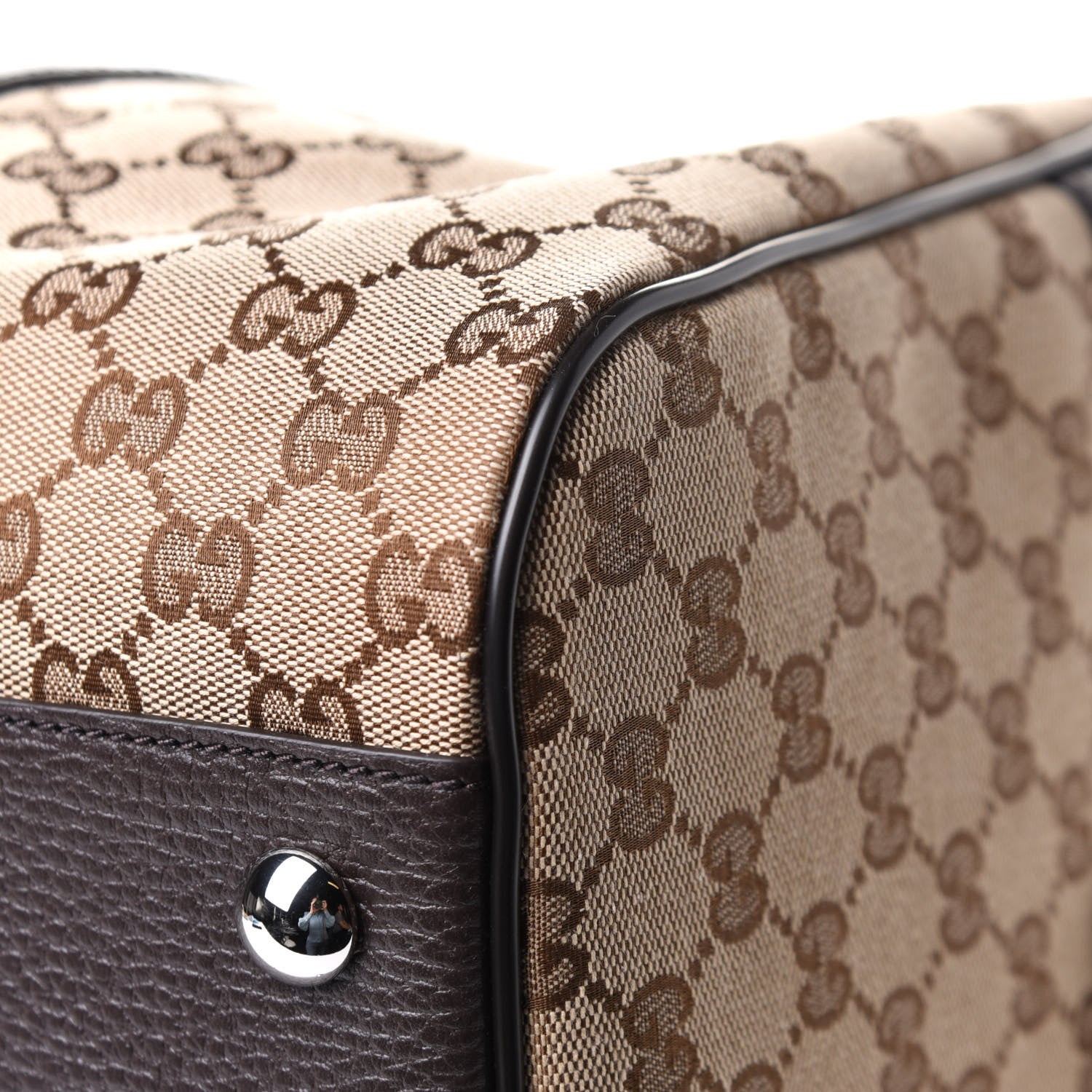 Gucci Monogram Dollar Calfskin Boston Duffle Bag Beige Ebony Testa di Moro Marrone Scuro 10 of 12
