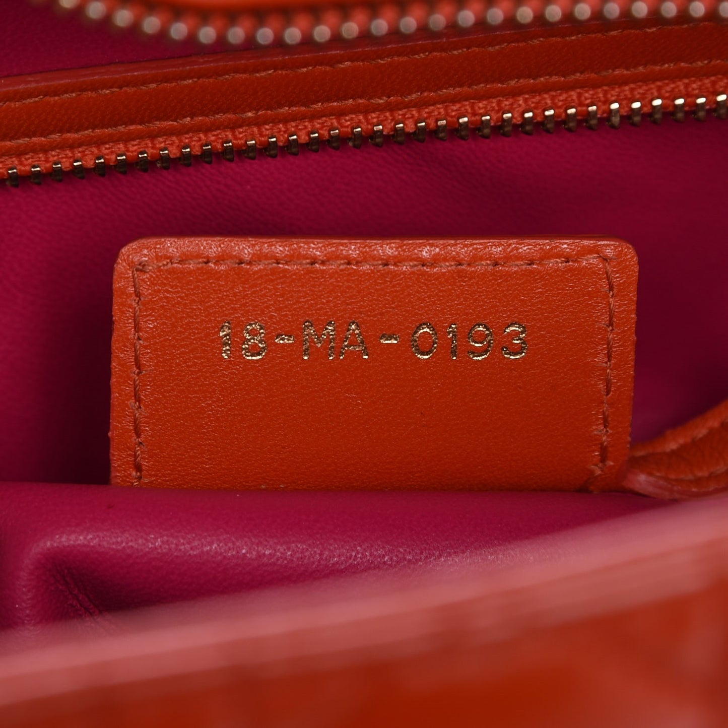 Lambskin Cannage Large Bi-Color Lady Dior Orange Fuchsia