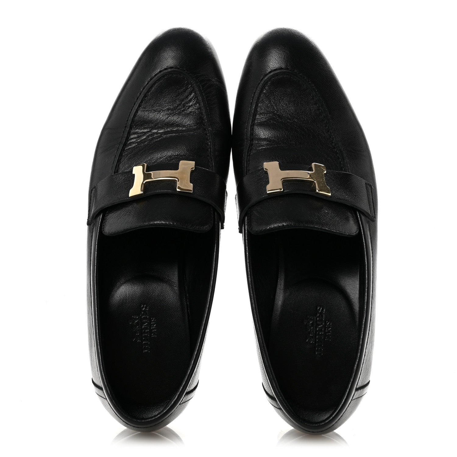 Hermes Goatskin Womens Paris Loafers 38 Black 2 of 9