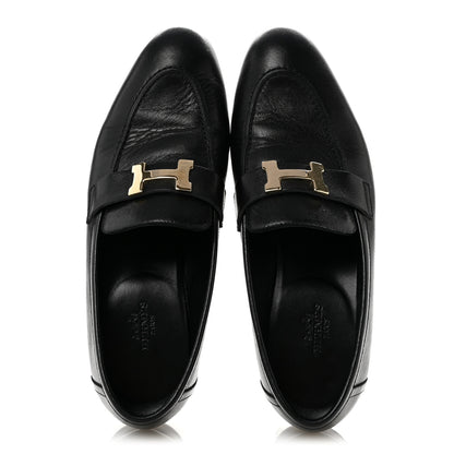 Hermes Goatskin Womens Paris Loafers 38 Black 2 of 9