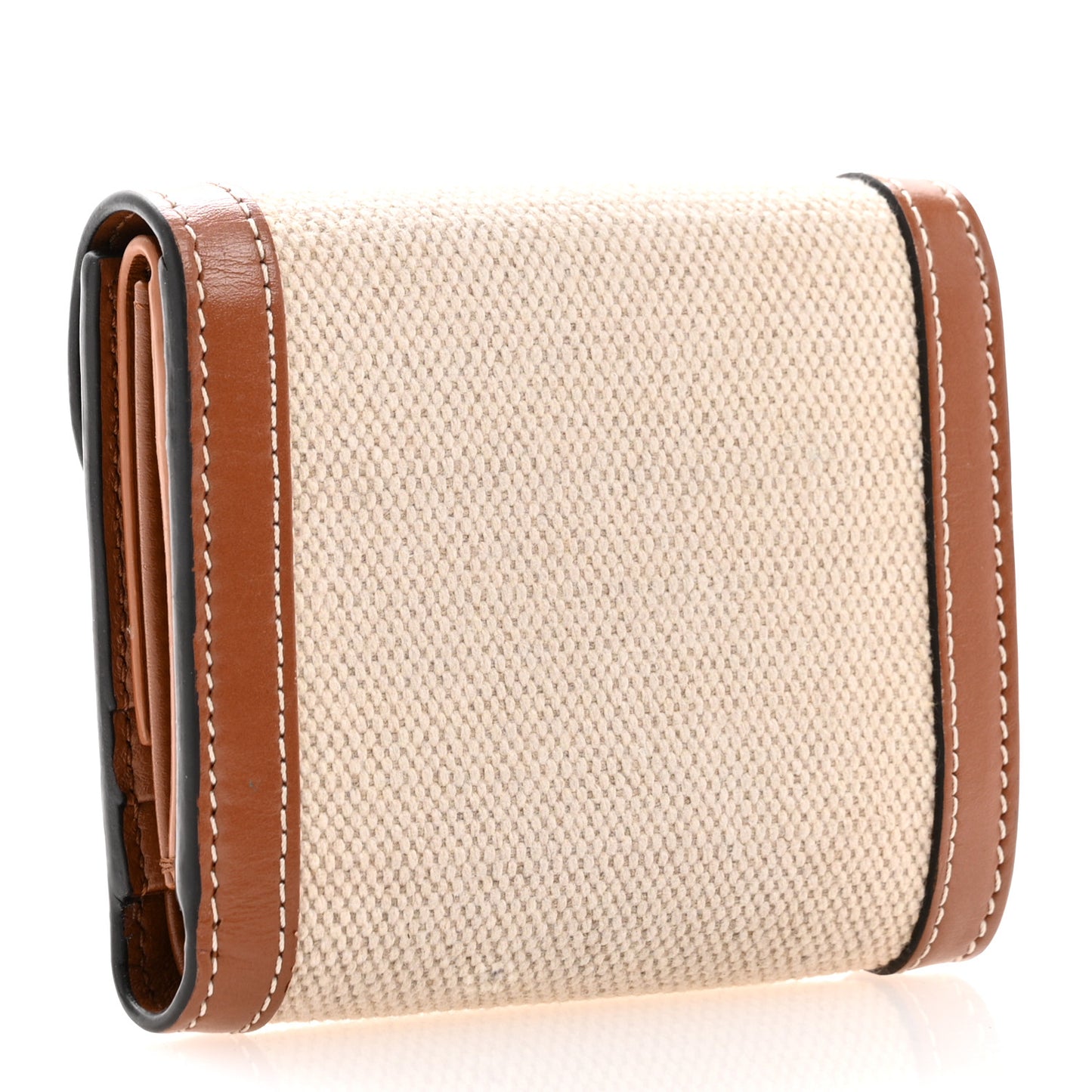 Textile Calfskin Small Triomphe Wallet Natural Tan