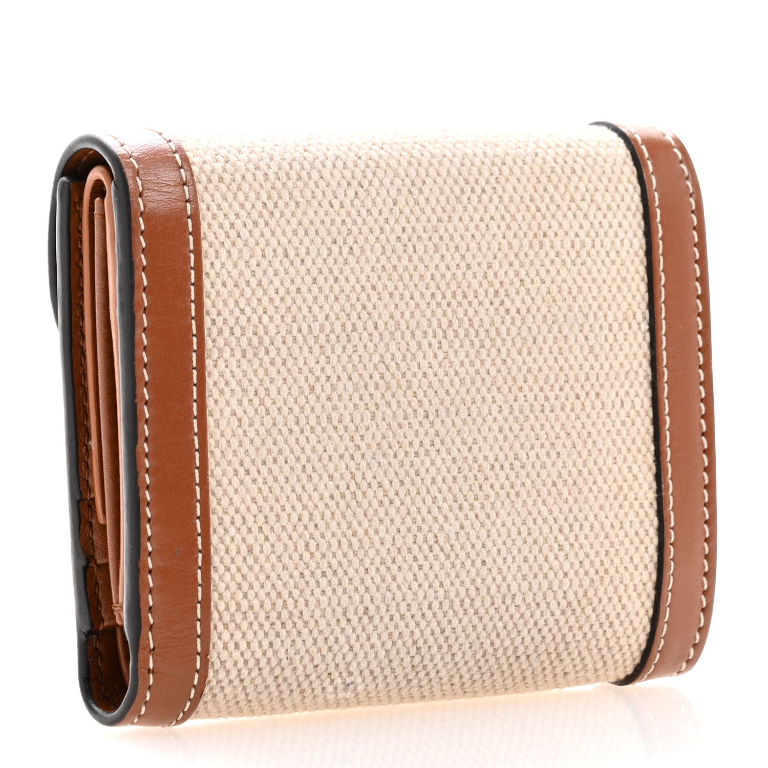 Celine Textile Calfskin Small Triomphe Wallet Natural Tan 3 of 12