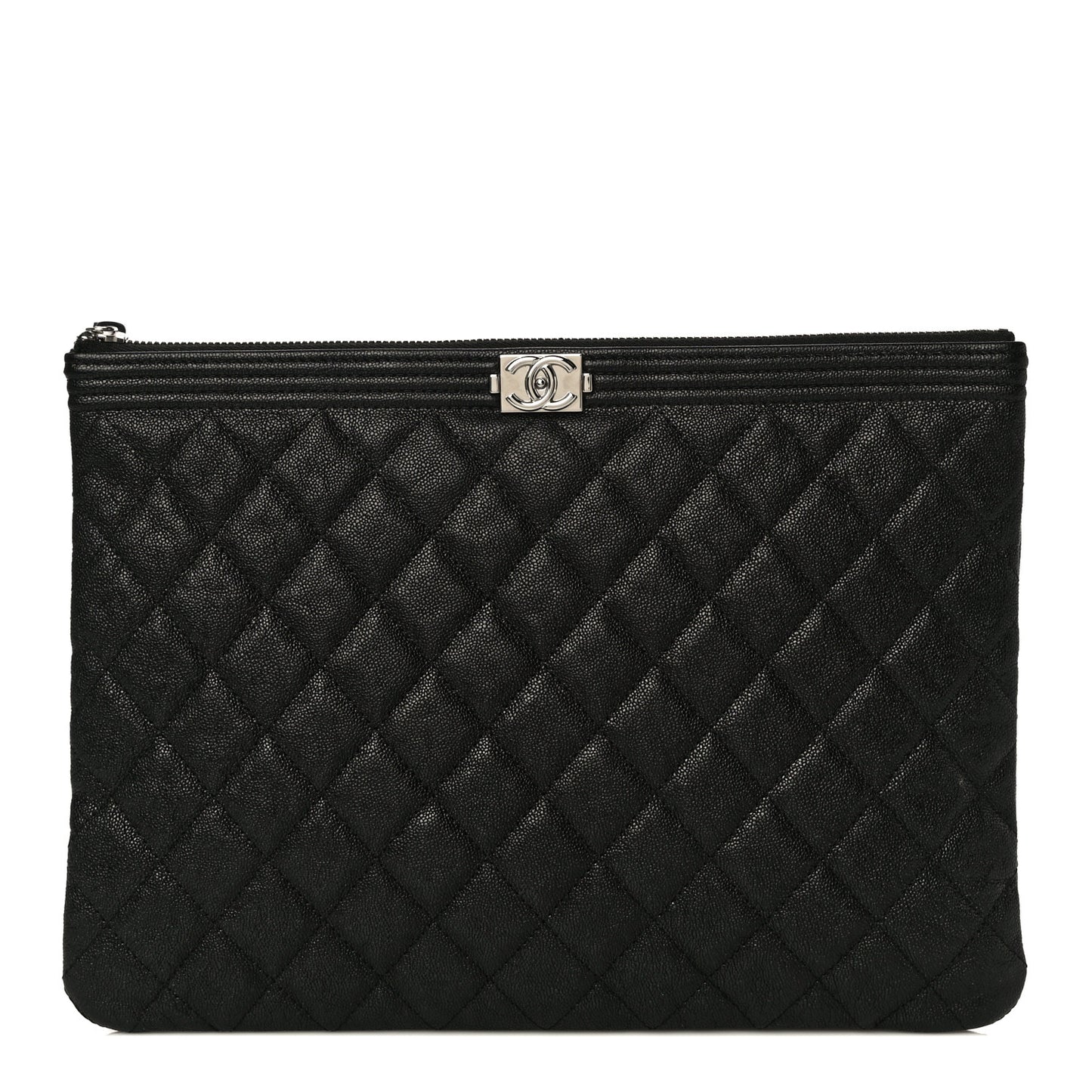 Caviar Quilted Medium Boy Cosmetic Case Black
