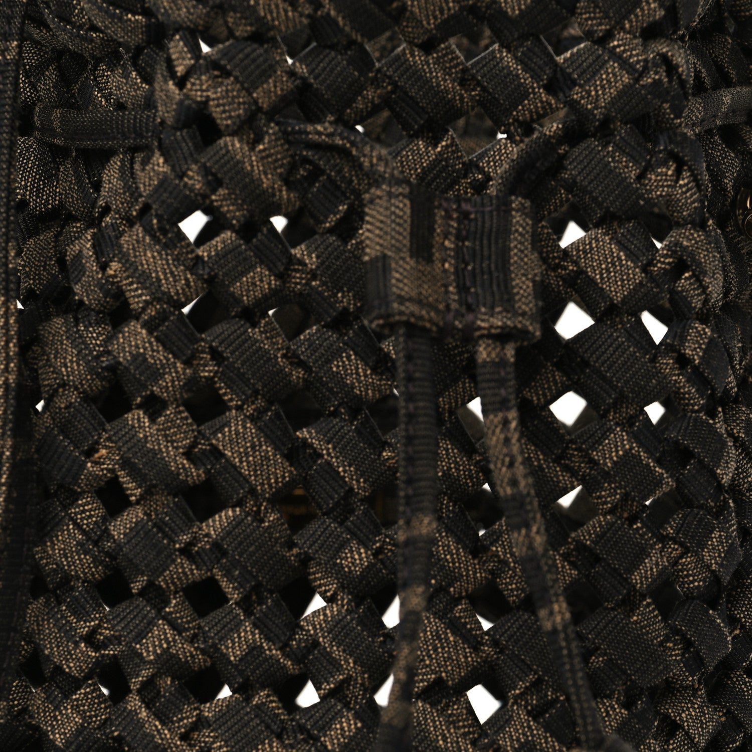 Fendi Fabric Jacquard F is Fendi FF 1974 Woven Knotted Mini Mon Tresor Bucket Bag Tabacco Moro 8 of 10